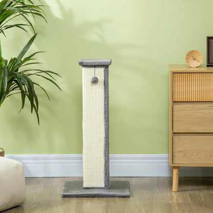 32" Tall Cat Scratching Post, Sisal Scratcher with Hanging Ball, Grey Cat Posts at Gallery Canada