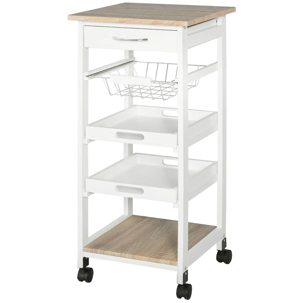 Rolling Kitchen Island Cart, Mobile Storage with Drawer, White Kitchen Islands & Kitchen Carts at Gallery Canada