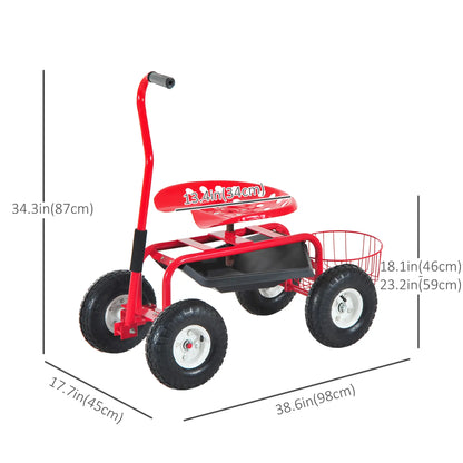 Rolling Garden Scooter Cart, Adjustable Seat, Tool Tray, Red Black, Red Black Folding Garden Carts at Gallery Canada