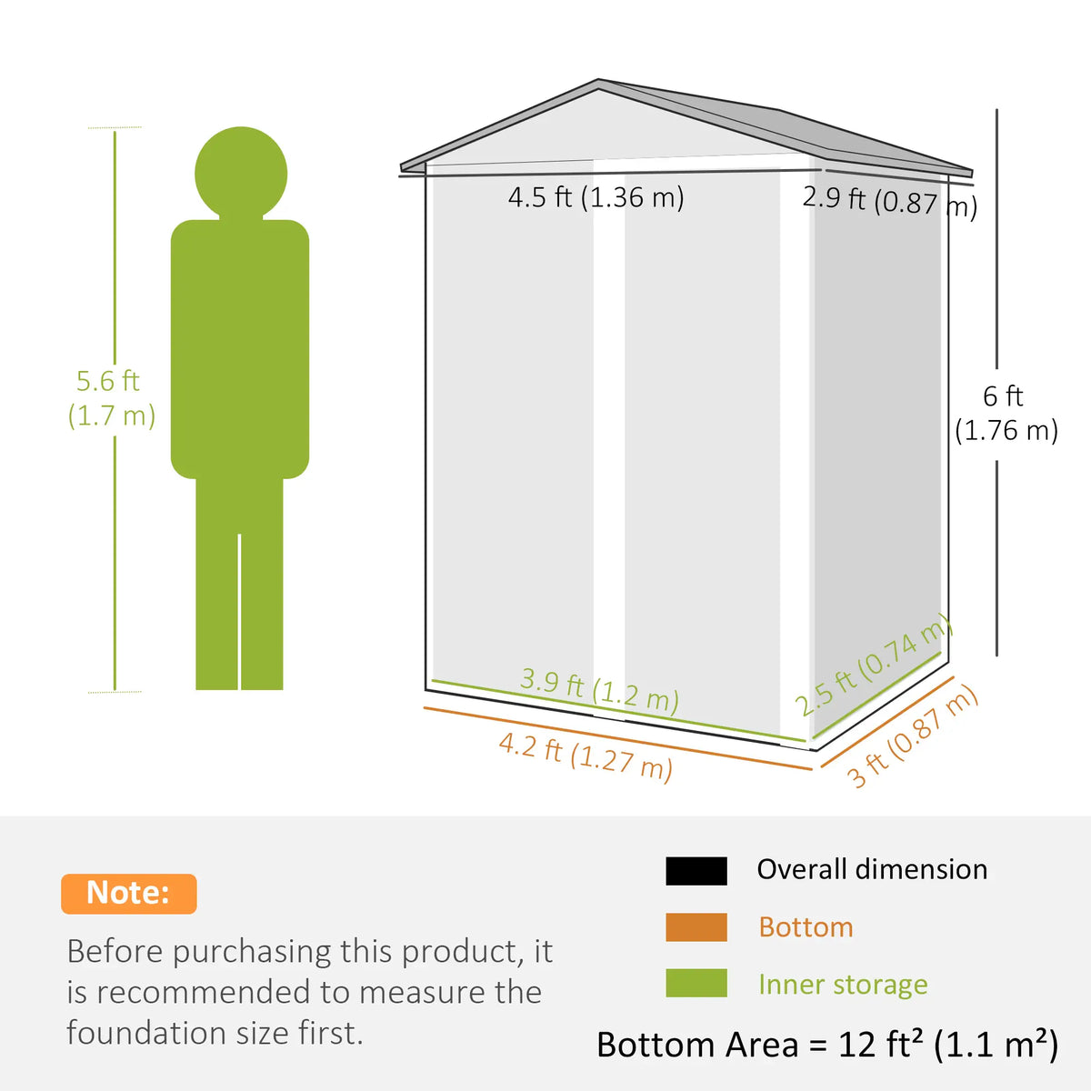 4.5 x 3ft Outdoor Storage Shed, Waterproof Metal Garden Shed, Light Grey Sheds at Gallery Canada