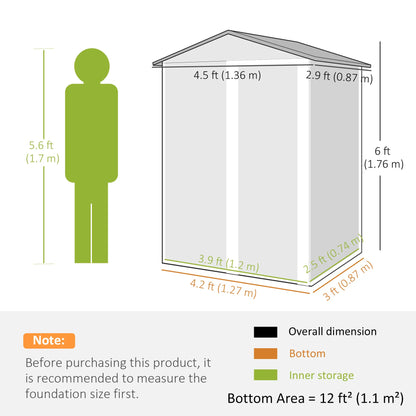 4.5 x 3ft Outdoor Storage Shed, Waterproof Metal Garden Shed, Light Grey Sheds at Gallery Canada