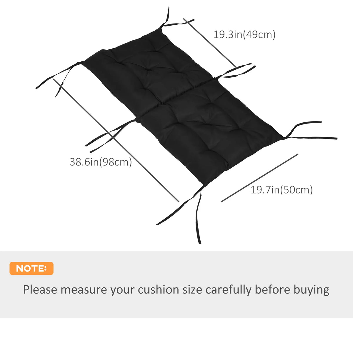 Patio Chair Cushions Set of 2, 39"x20"x3", Tufted, Black Patio Chair Cushions at Gallery Canada