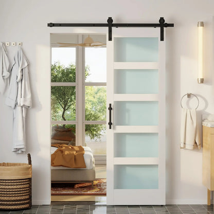 Sliding Barn Door 28x84 In With Hardware Kit, PVC, White Door Hardware at Gallery Canada