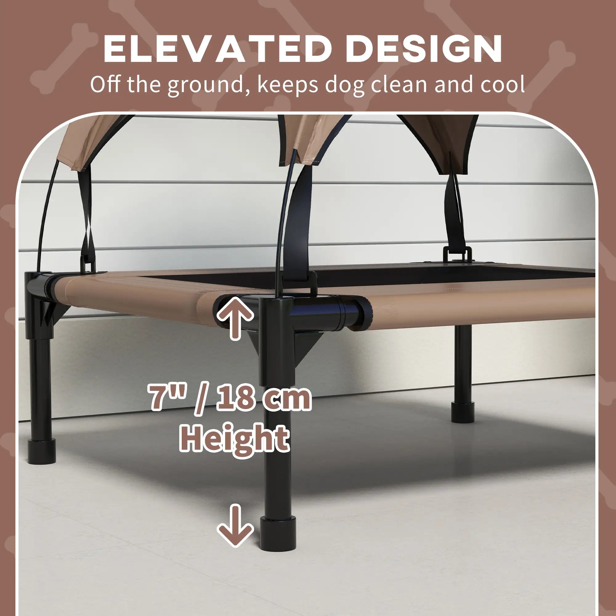 Cooling Dog Cot With Canopy, Washable Mesh, Medium, Coffee Elevated Dog Beds at Gallery Canada