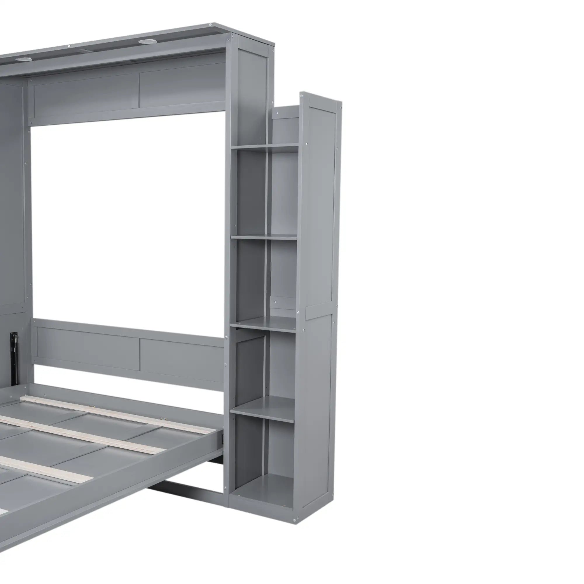 Murphy Bed with Shelves, LED Lights, 97.5
