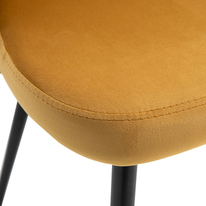 Set of 2 Mid-Back Dining Chairs, Velvet Upholstery, Yellow Bar Stools at Gallery Canada