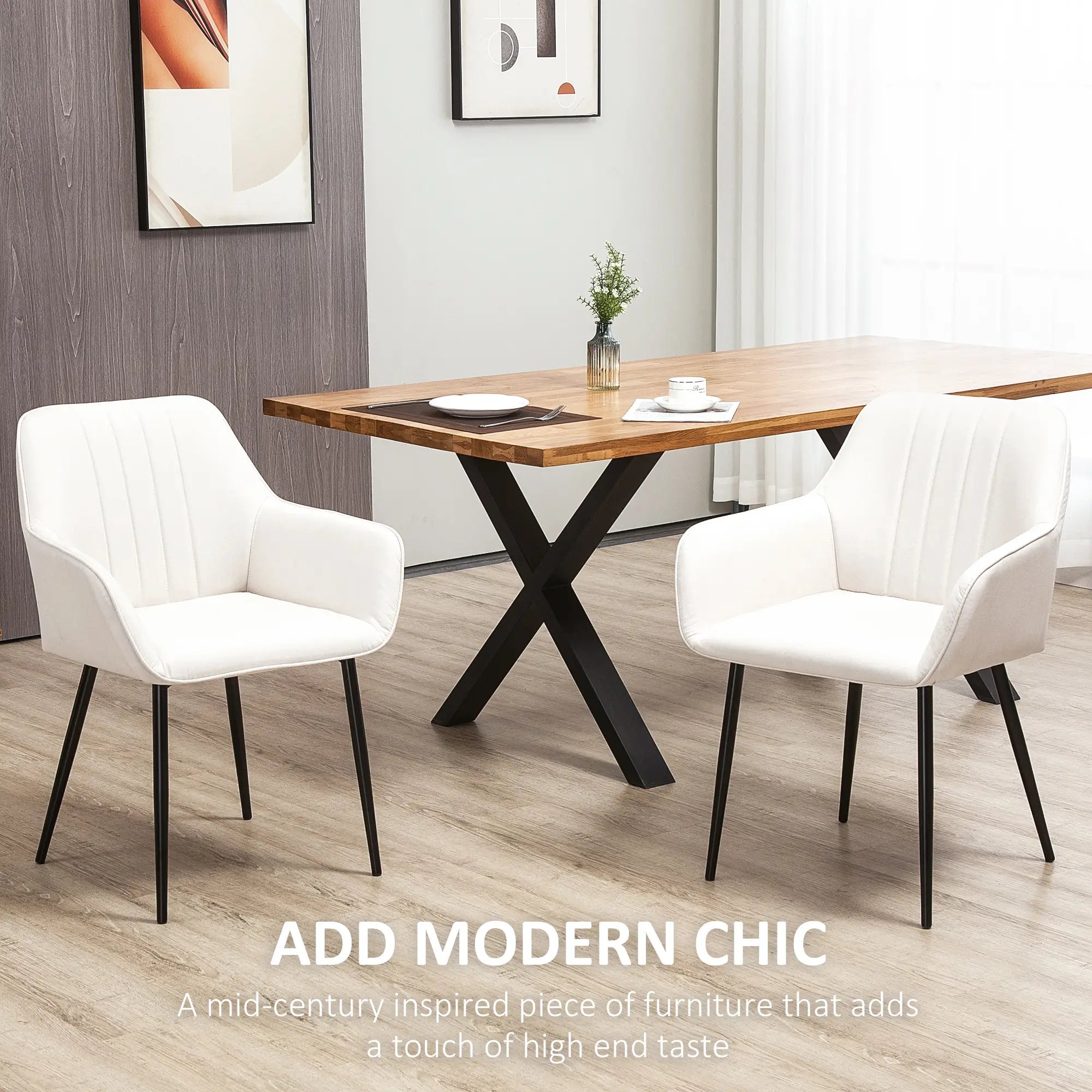 Dining Chairs Set of 2, Upholstered Linen Fabric, Beige Bar Stools at Gallery Canada