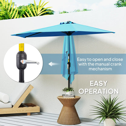 9ft Half Round Umbrella, 5 Ribs, Patio Garden Sun Shade, Light Blue Half Round Umbrellas at Gallery Canada