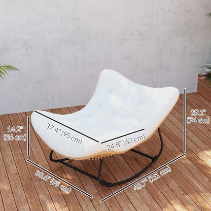 Oversized Rattan Patio Egg Chair, Rocking Chair With Padded Cushion, Cream White Outdoor Rocking Chairs at Gallery Canada