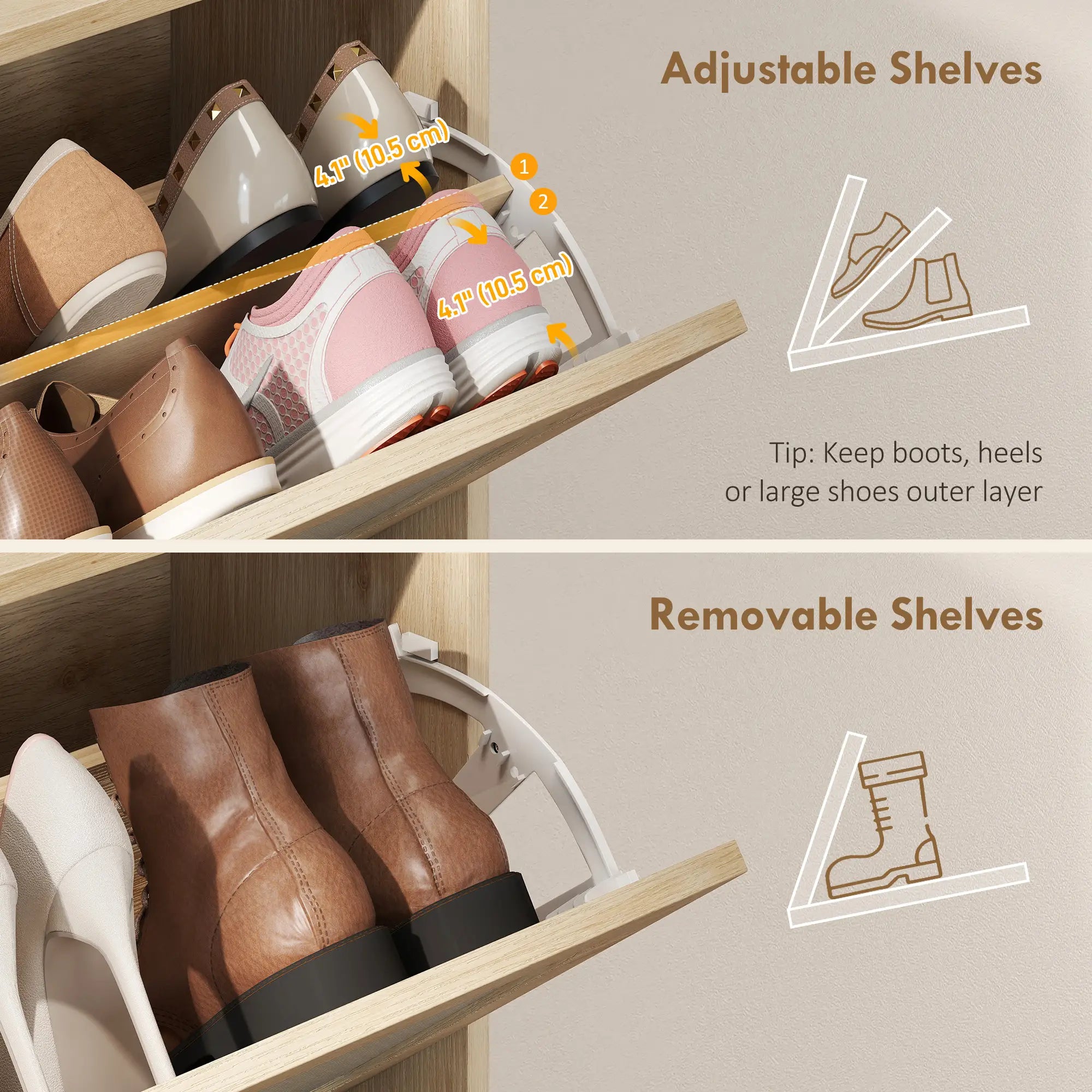 Shoe Cabinet With 2 Flip Drawers, Narrow Storage, Oak Shoe Storage Cabinets & Racks at Gallery Canada