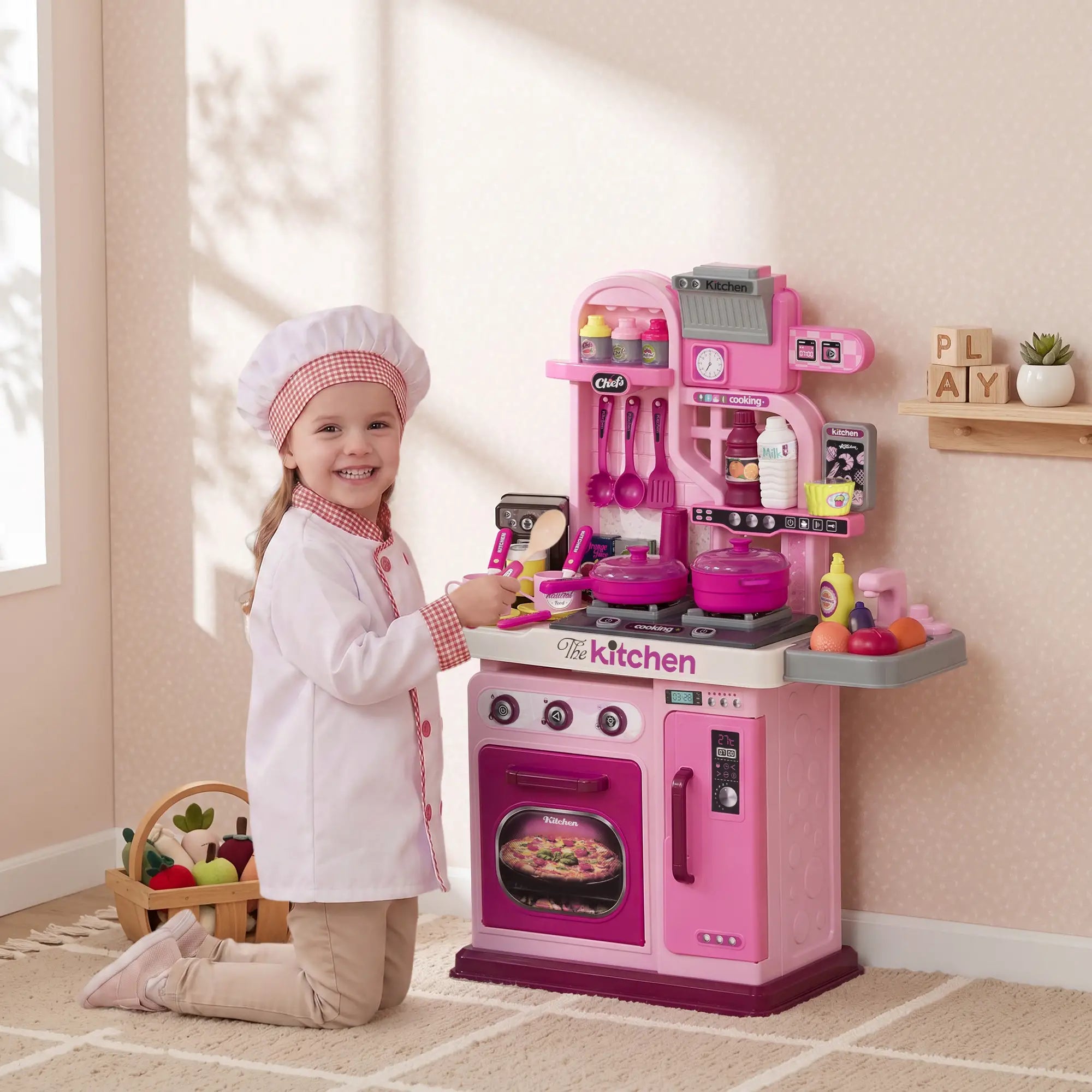 Kids Play Kitchen With 33 Accessories, Lights & Sounds, 3-6 Years Play Kitchen at Gallery Canada