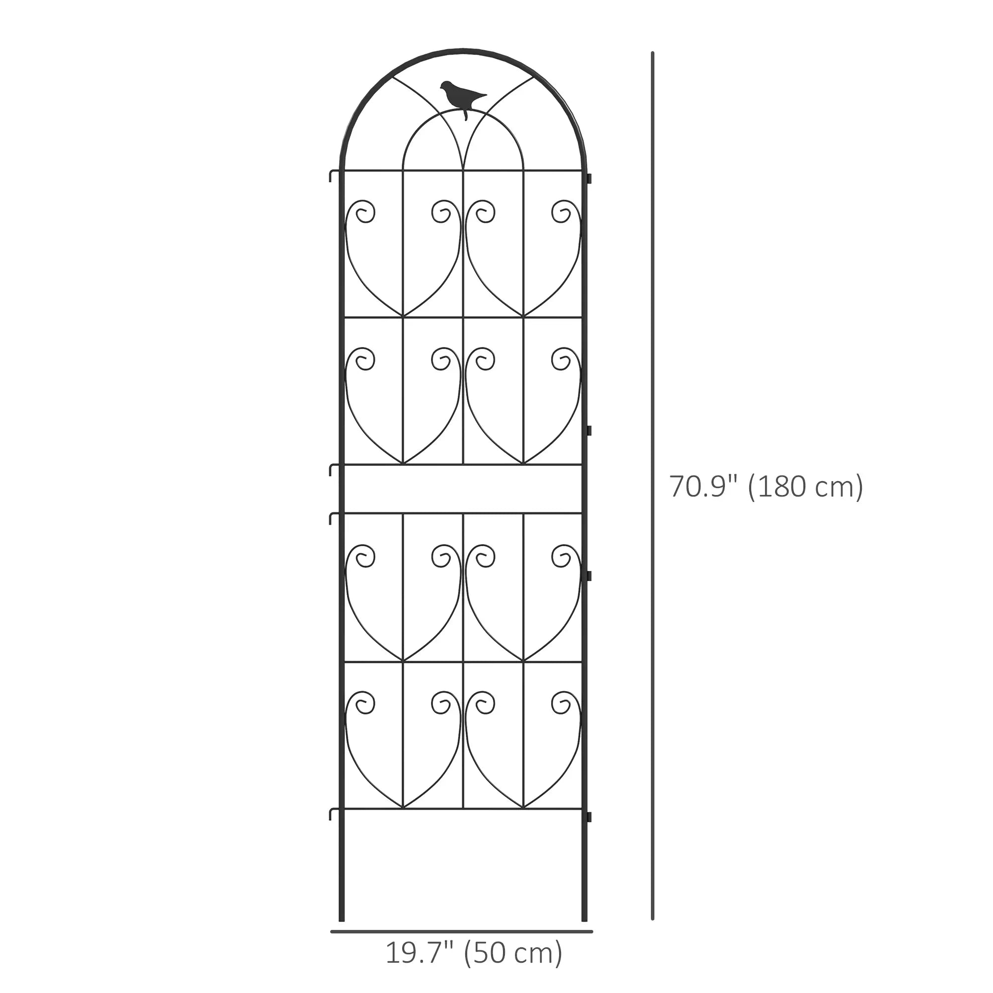 Metal Garden Trellis Set, Bird Design, 19.7