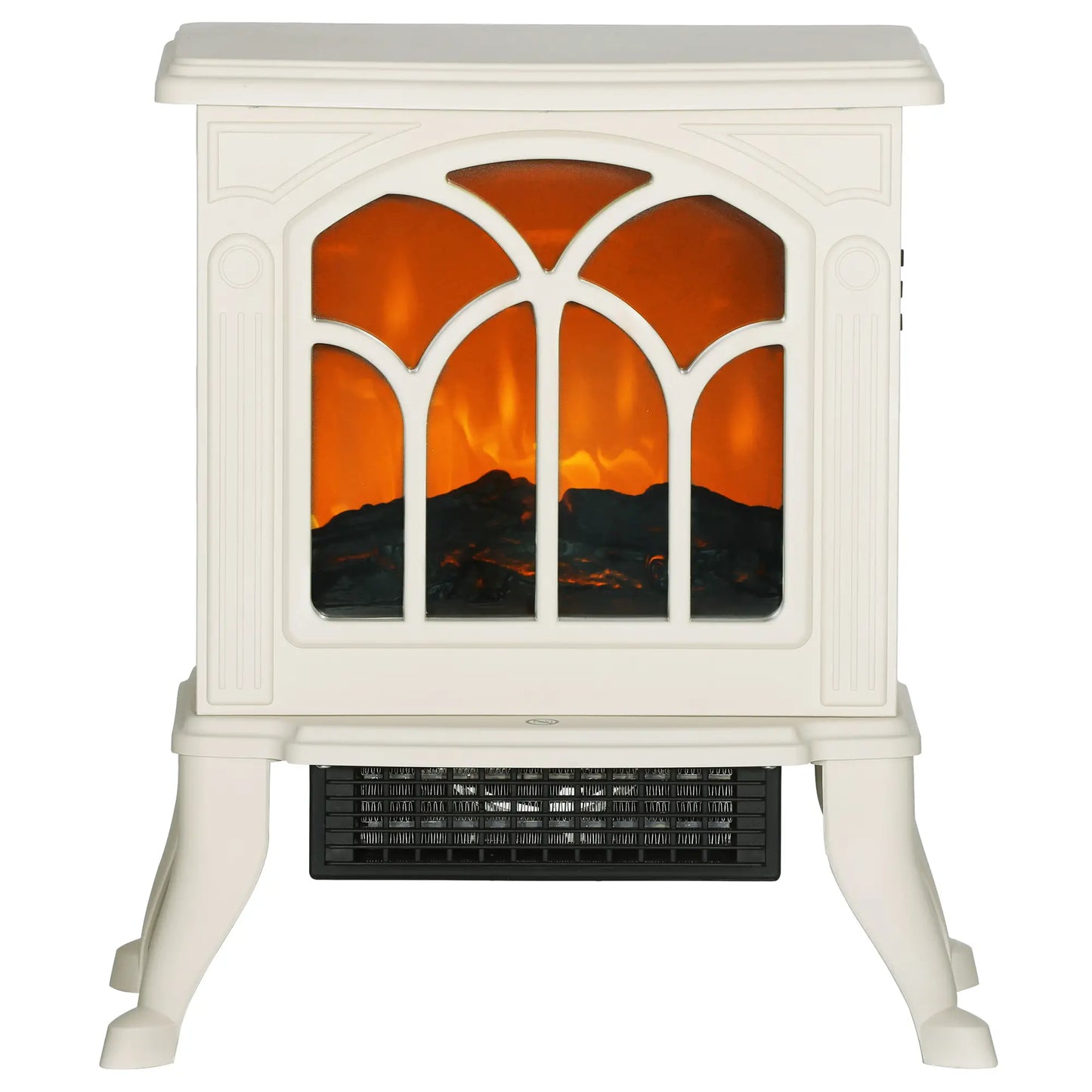 Freestanding Electric Fireplace Heater, Realistic Flame, Beige Electric Fireplaces Beige at Gallery Canada