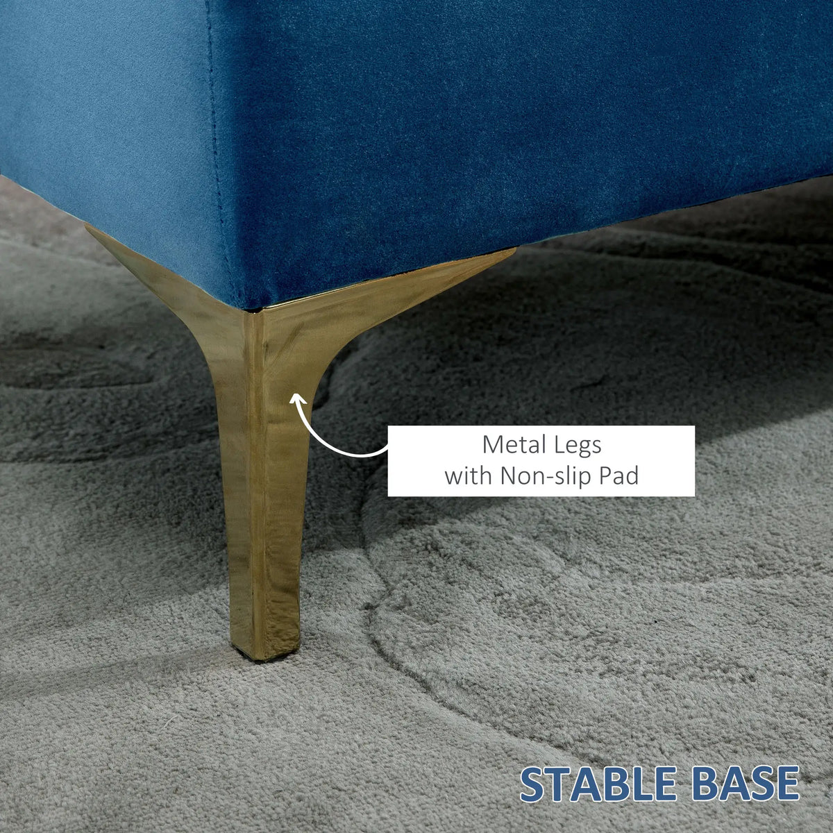 Upholstered Bed Bench With Button Tufted, For Living Room, Blue Storage Ottomans & Benches at Gallery Canada