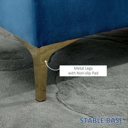 Upholstered Bed Bench With Button Tufted, For Living Room, Blue Storage Ottomans & Benches at Gallery Canada