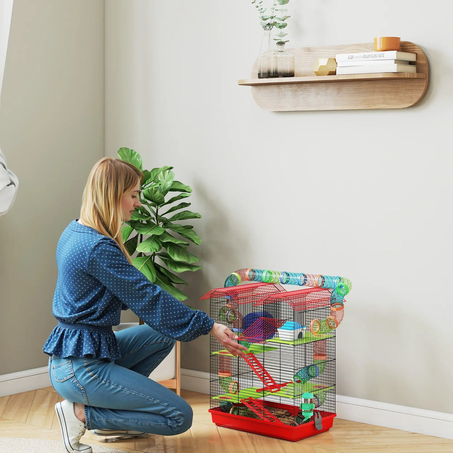 18.5" Hamster Cage, 5 Tiers, With Tunnel Tube System, Red Hamster Cages at Gallery Canada
