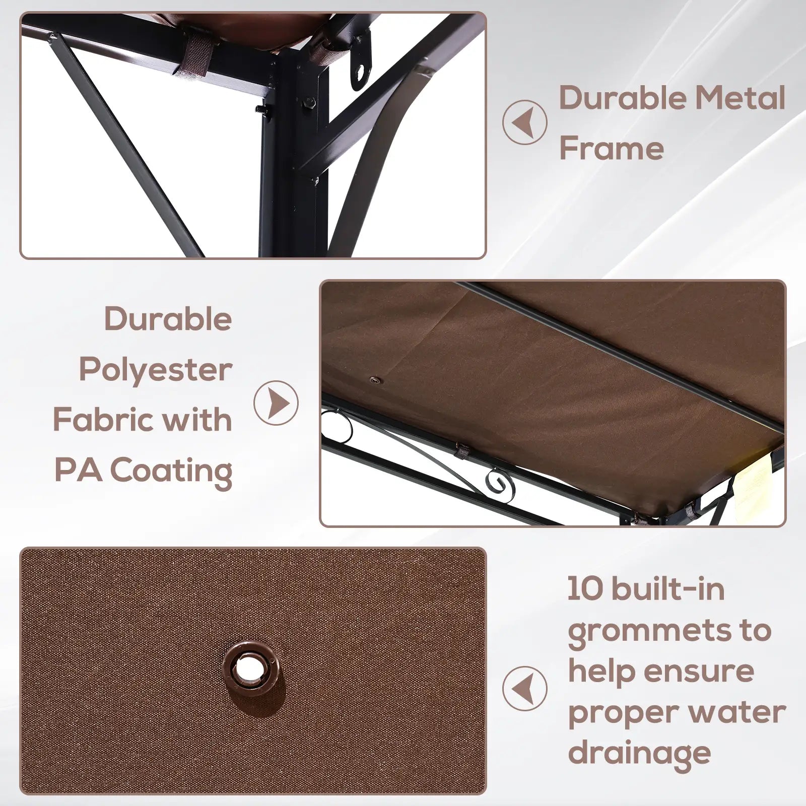 10x8ft Patio Metal Gazebo With Extendable Side Awning, Brown Pergolas at Gallery Canada