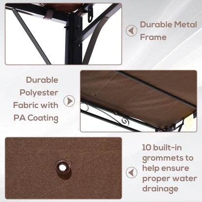 10x8ft Patio Metal Gazebo With Extendable Side Awning, Brown Pergolas at Gallery Canada