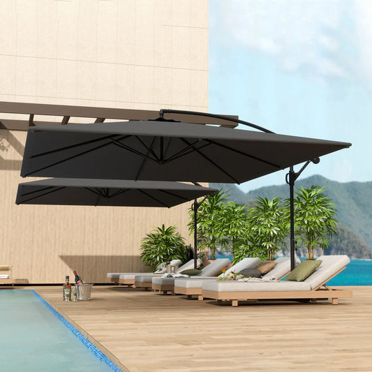 Rectangular Cantilever Parasol 111" x 150.4", Adjustable Tilt, UPF50+, Grey Offset Cantilever Umbrellas Grey at Gallery Canada
