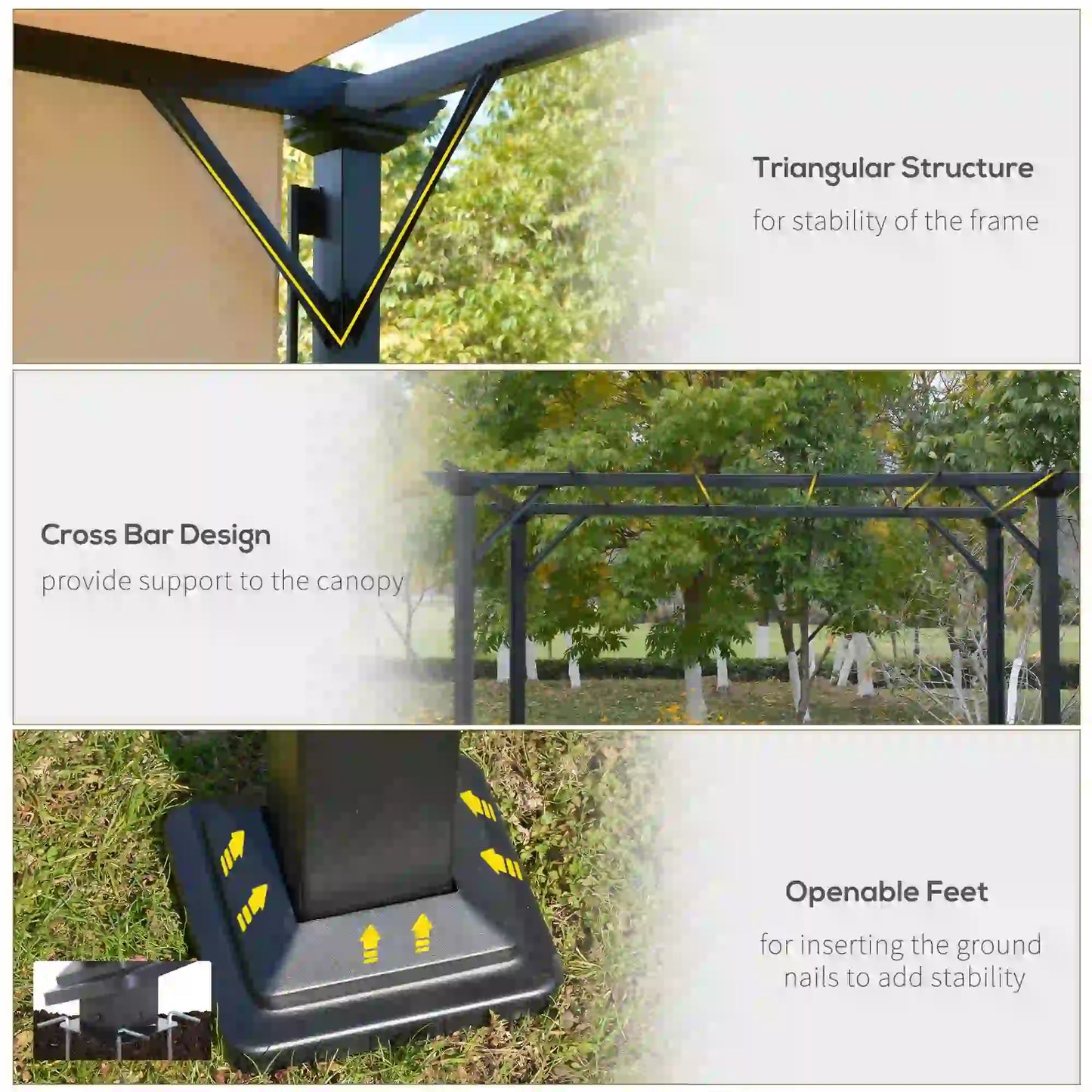 12' x 10' Outdoor Gazebo, Retractable Canopy, Steel Frame, Beige Pergolas at Gallery Canada