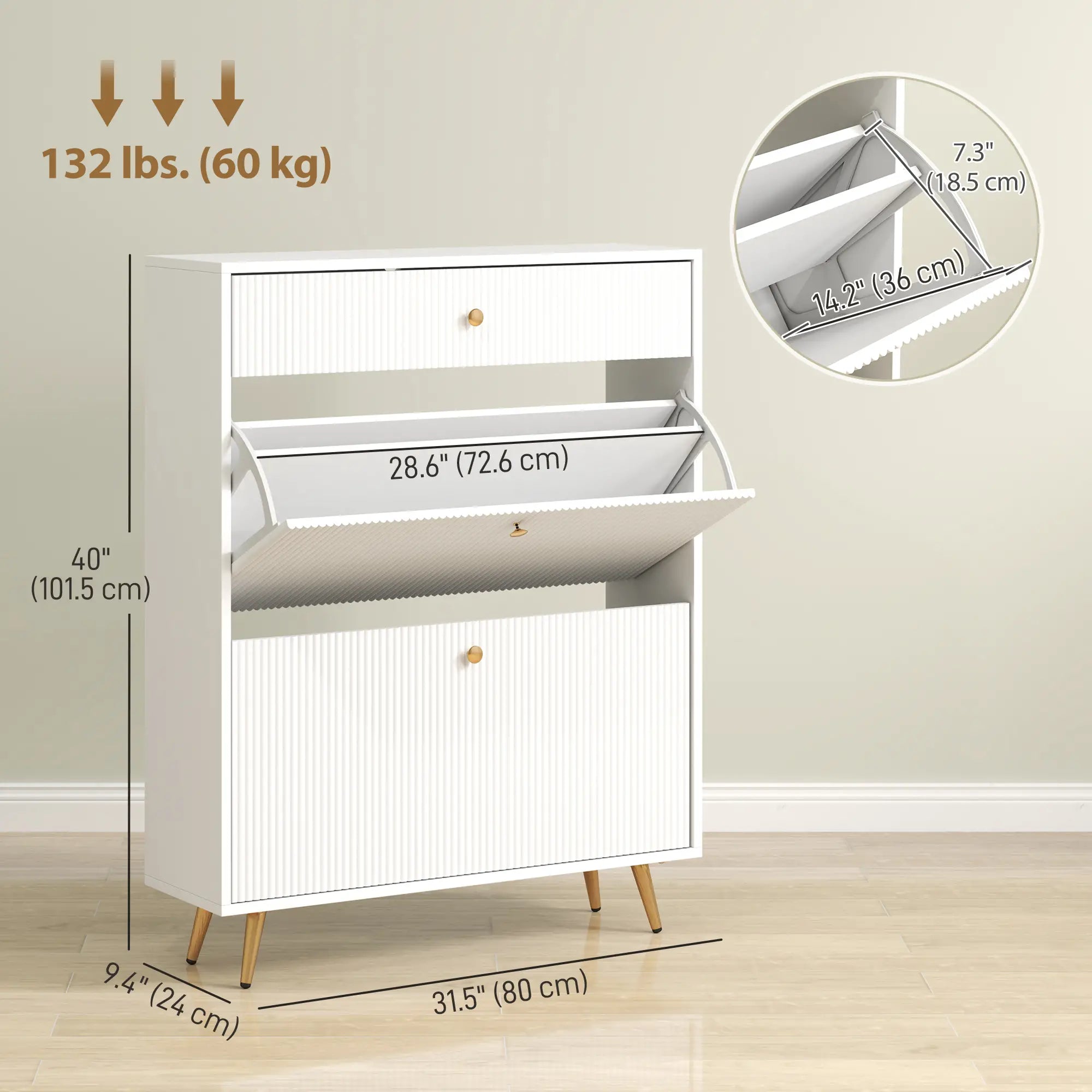 Narrow Shoe Storage Cabinet, Adjustable Shelves, 12 Pairs, White Shoe Storage Cabinets & Racks at Gallery Canada
