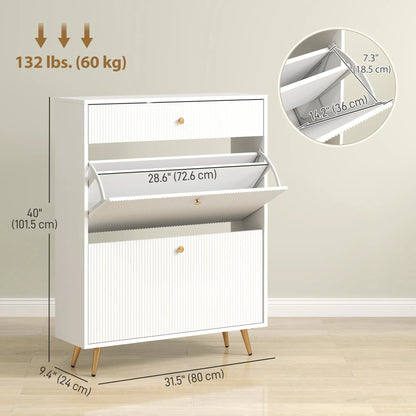 Narrow Shoe Storage Cabinet, Adjustable Shelves, 12 Pairs, White Shoe Storage Cabinets & Racks at Gallery Canada