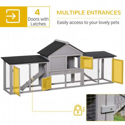 Large Rabbit Hutch, Bunny Cage Outdoor, Guinea Pig House, 83"x18"x33", Grey Rabbit Hutch at Gallery Canada