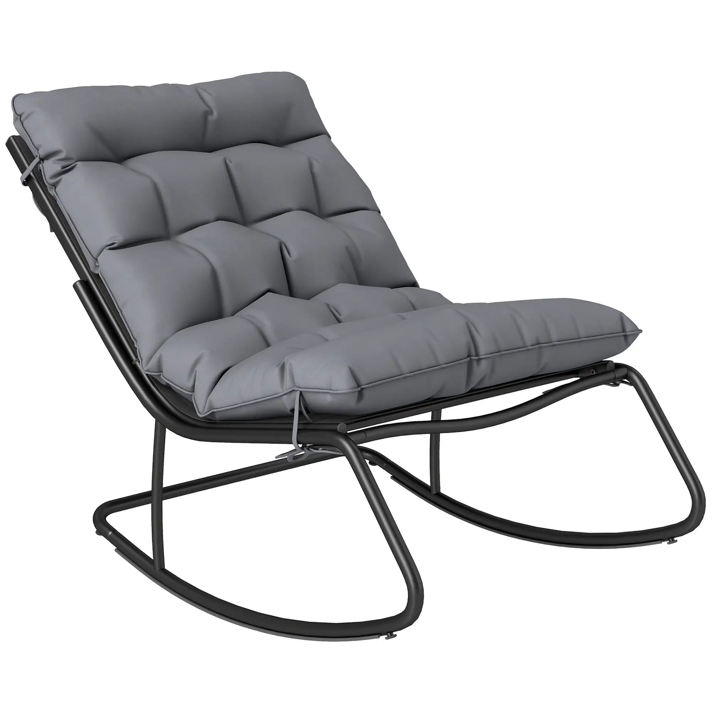 Oversized Rocking Patio Chair, 25" Extra Wide Mesh Seat, Dark Grey Outdoor Rocking Chairs at Gallery Canada