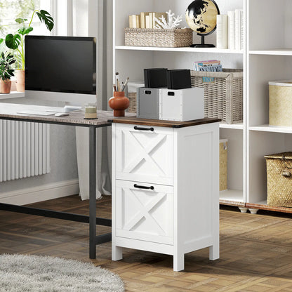 2 Drawer Vertical Filing Cabinet, Rustic Farmhouse, A4 Letter Size, Distressed-Off White Office Cabinets & Cupboards at Gallery Canada