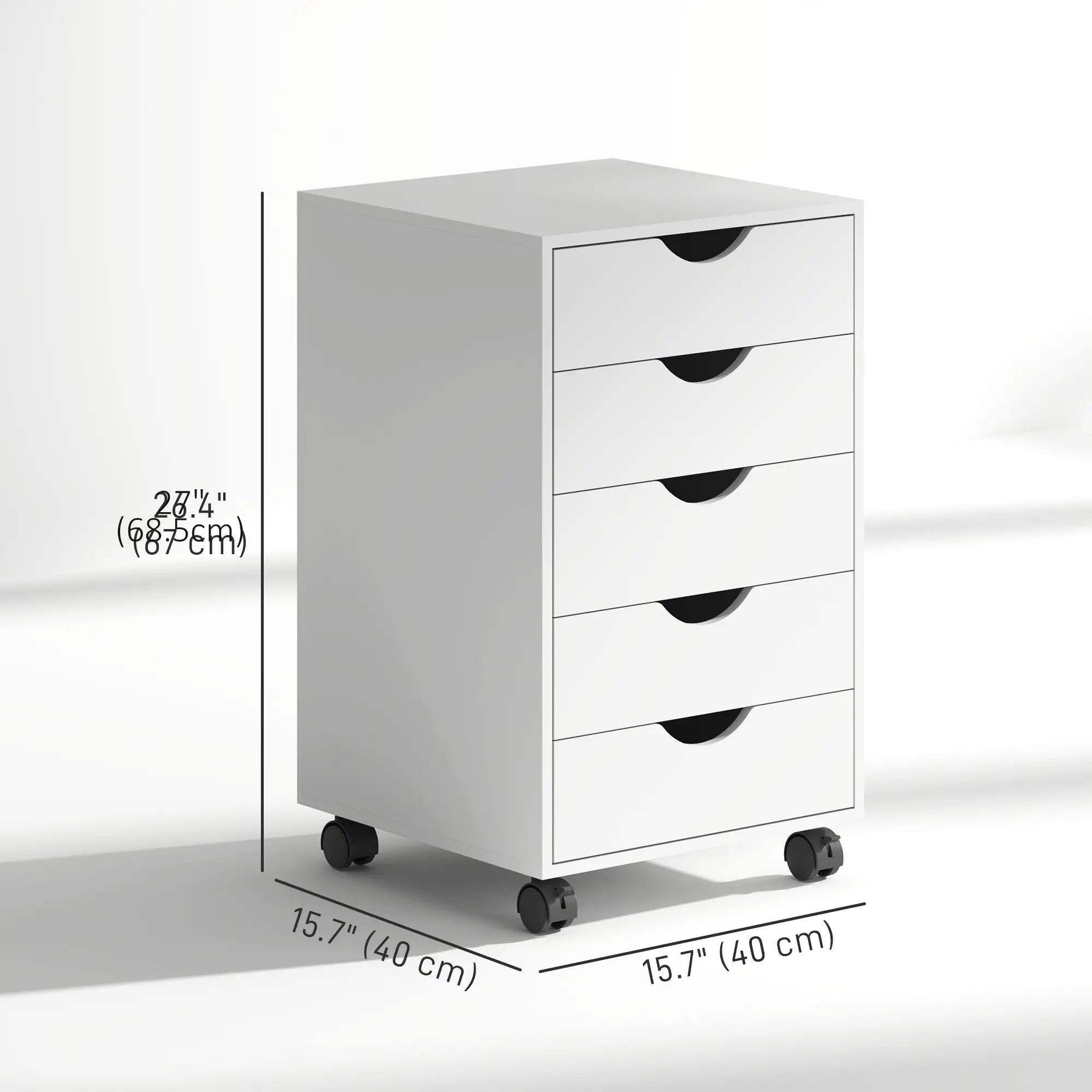 5 Drawer File Cabinet on Wheels, 15.7
