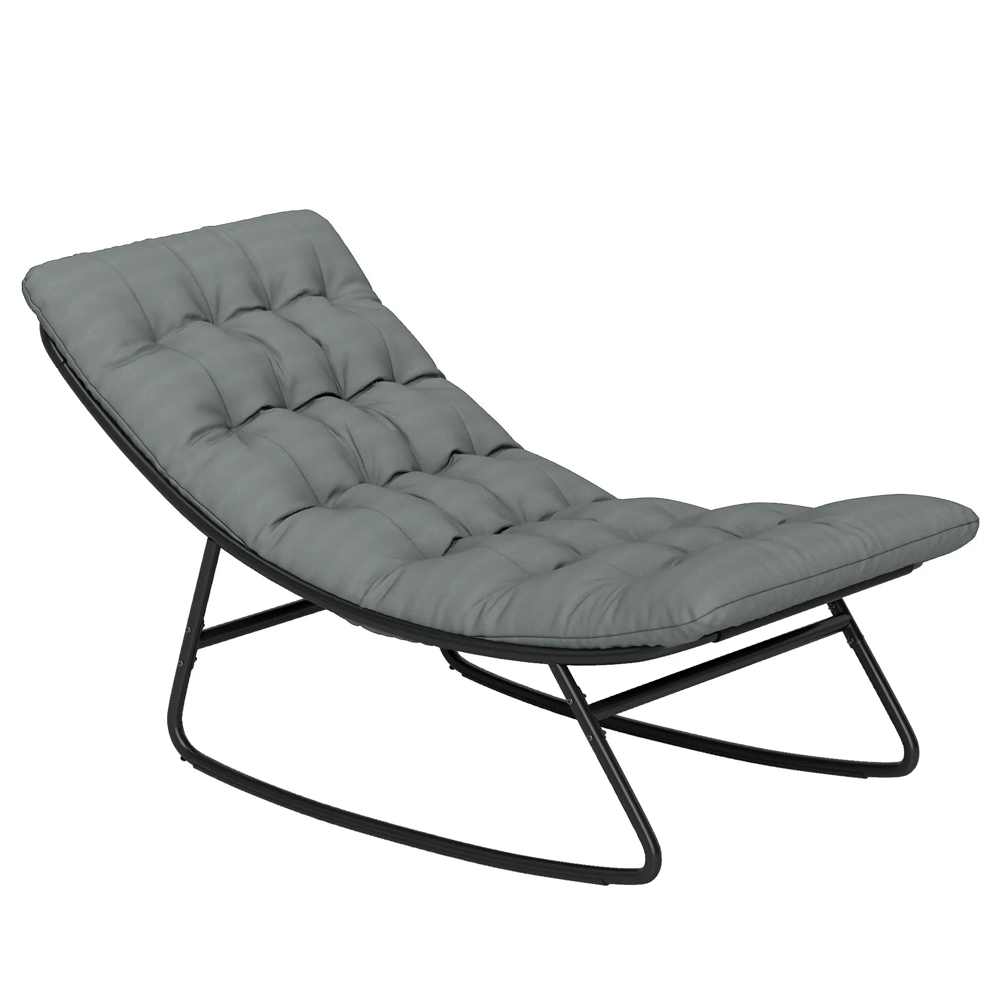 Outdoor Rocking Chair with Cushion, Steel Frame, Grey Outdoor Rocking Chairs Dark Grey, Black at Gallery Canada