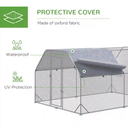 Galvanized Large Metal Chicken Coop Cage Walk-in Enclosure Poultry Hen Run House Playpen Rabbit Hutch with Cover for Outdoor Backyard 9.2' x 12.5' x 6.5' Silver Chicken Coops at Gallery Canada
