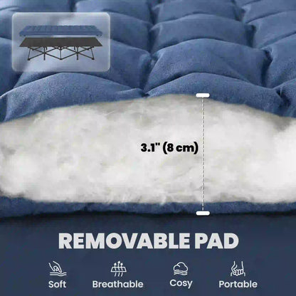 32" Extra Wide Folding Camping Cot, Soft Pad, Non-Slip Feet, Carry Bag, Blue Camping Cots at Gallery Canada