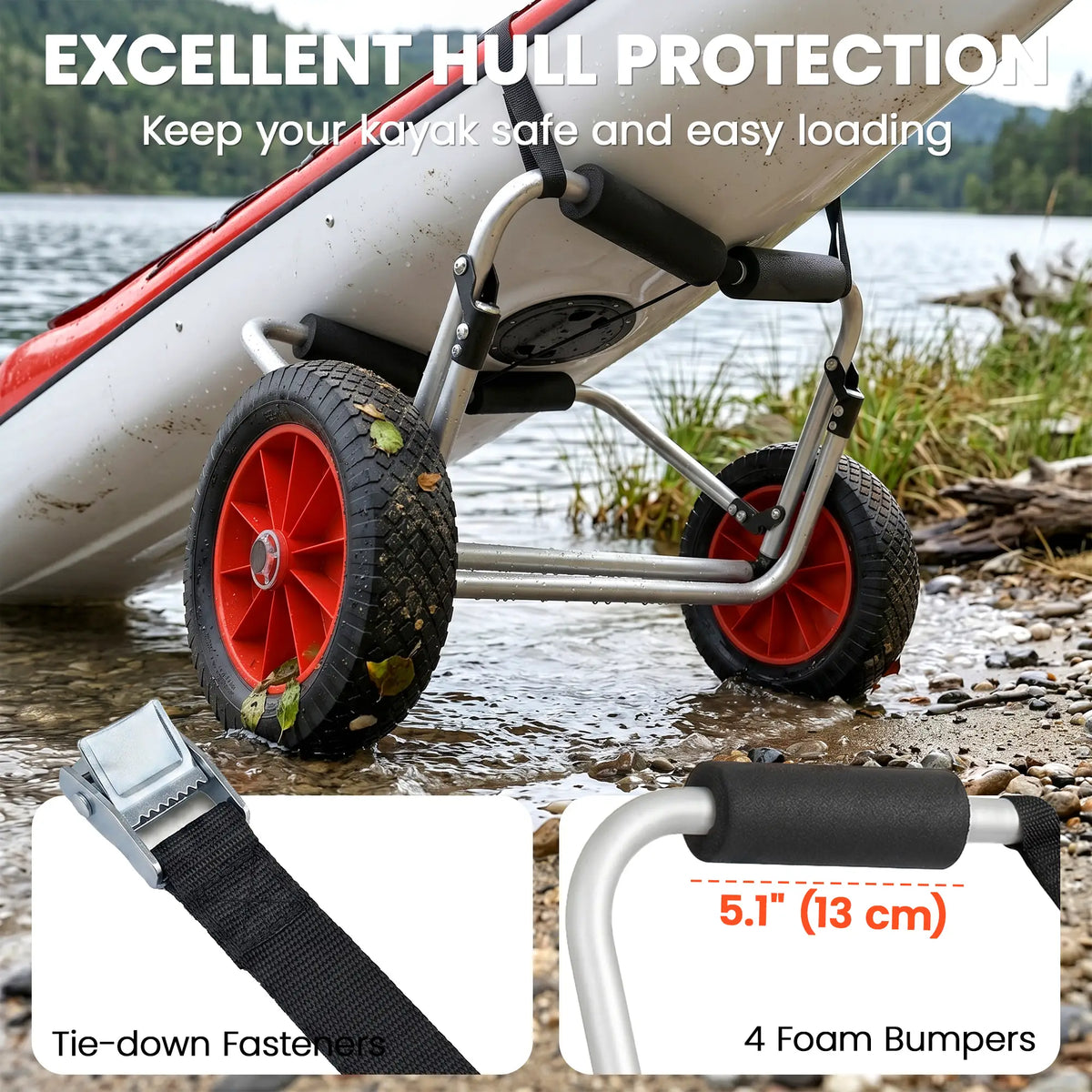 Foldable Kayak Cart, 198LBS Canoe Trolley, 10" No-Flat Wheels, Kayak Carts at Gallery Canada