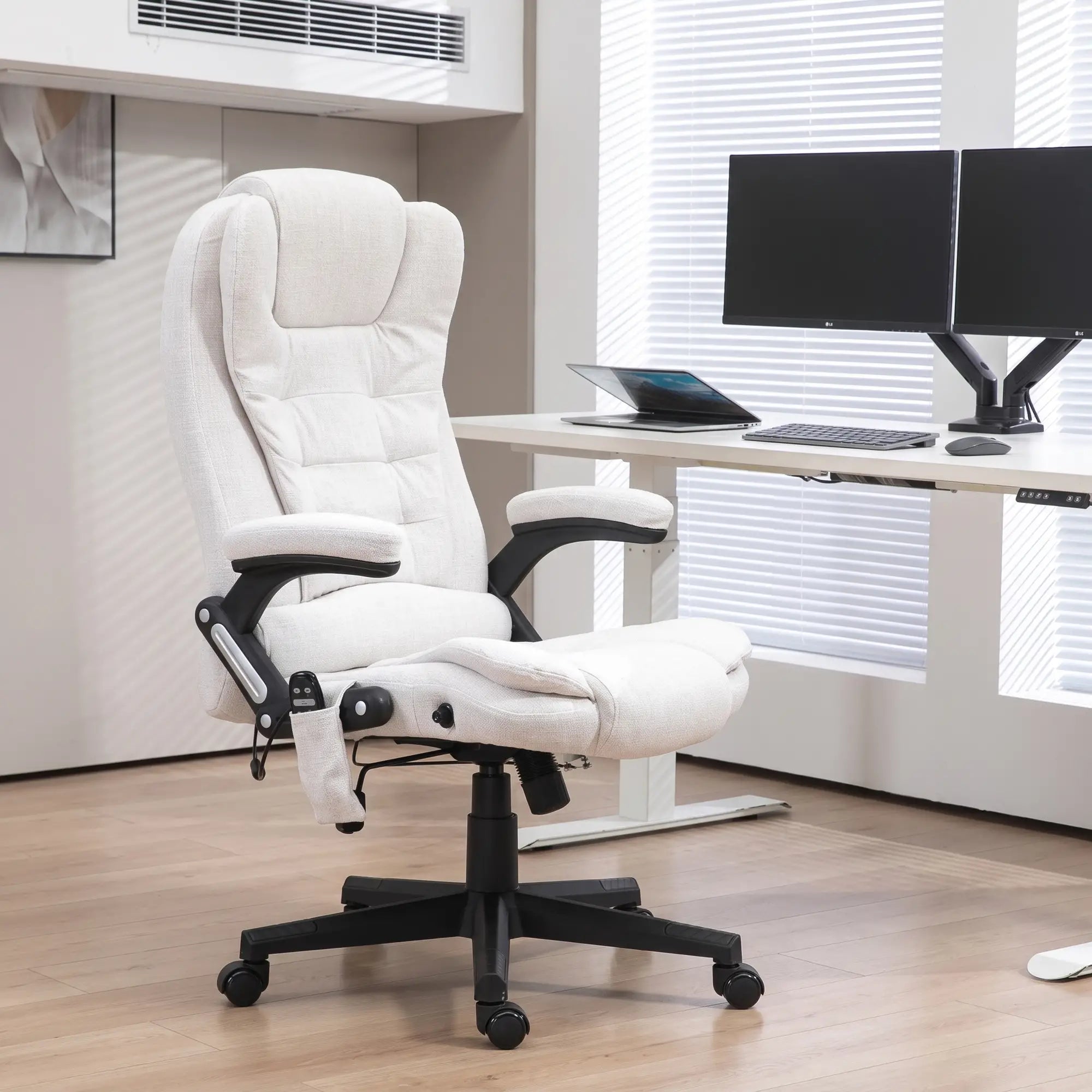 Reclining Massage Office Chair, High Back, Swivel Wheels, White Massage Chairs at Gallery Canada