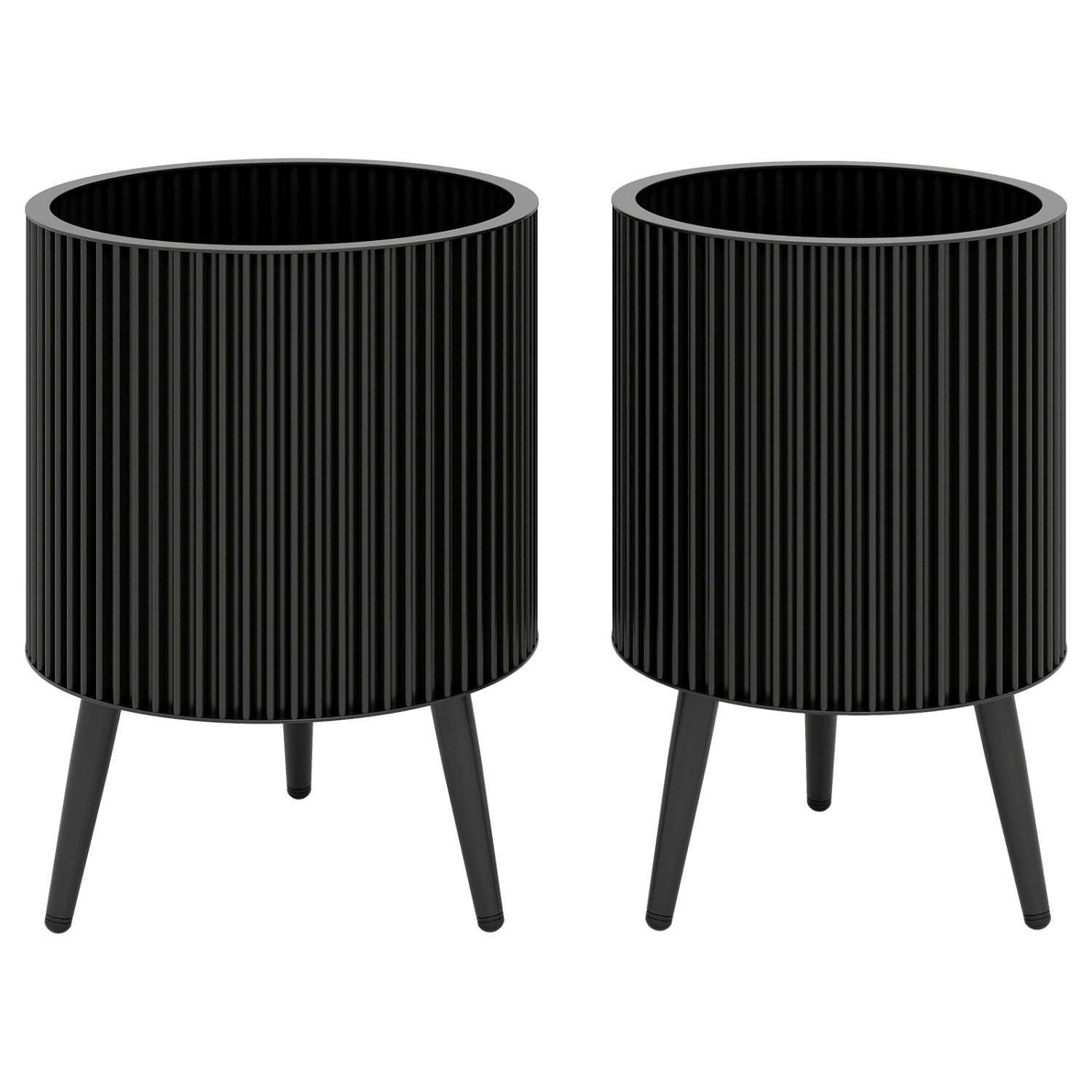 Decorative Flower Pots with Stand, Drainage Holes, Set of 2-M Decorative Accessories Black at Gallery Canada
