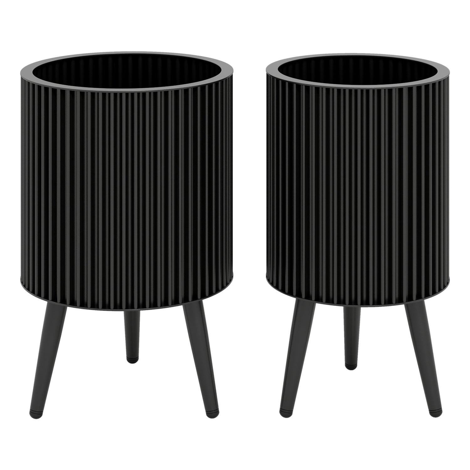 Decorative Flower Pots With Stand, Drainage Holes, Set Of 2 Decorative Accessories Black at Gallery Canada
