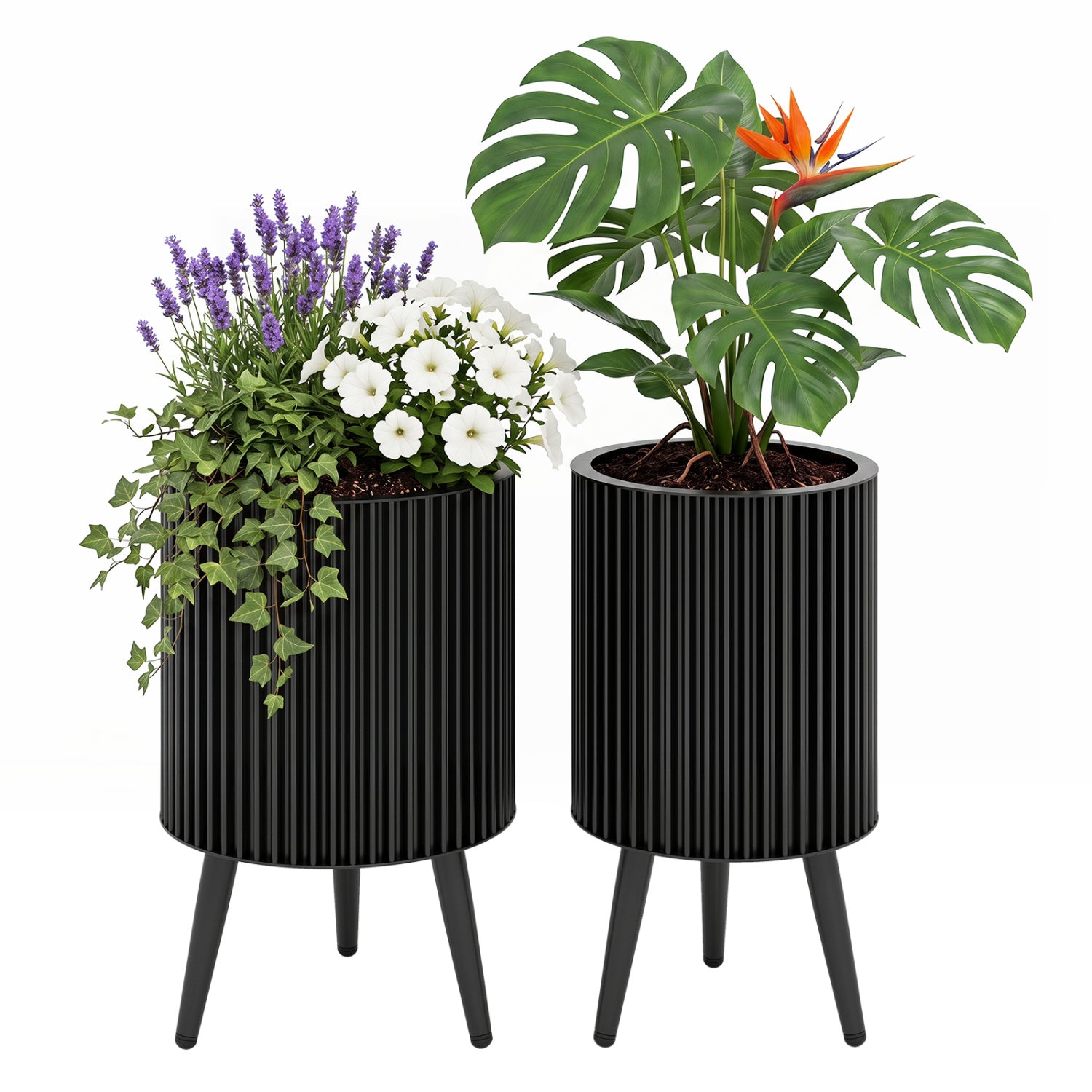 Decorative Flower Pots With Stand, Drainage Holes, Set Of 2 Decorative Accessories at Gallery Canada