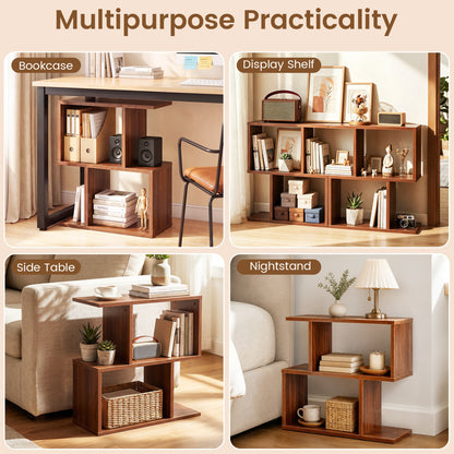 Decorative Storage Shelf, Open Layout, Non-Slip Pads, Walnut