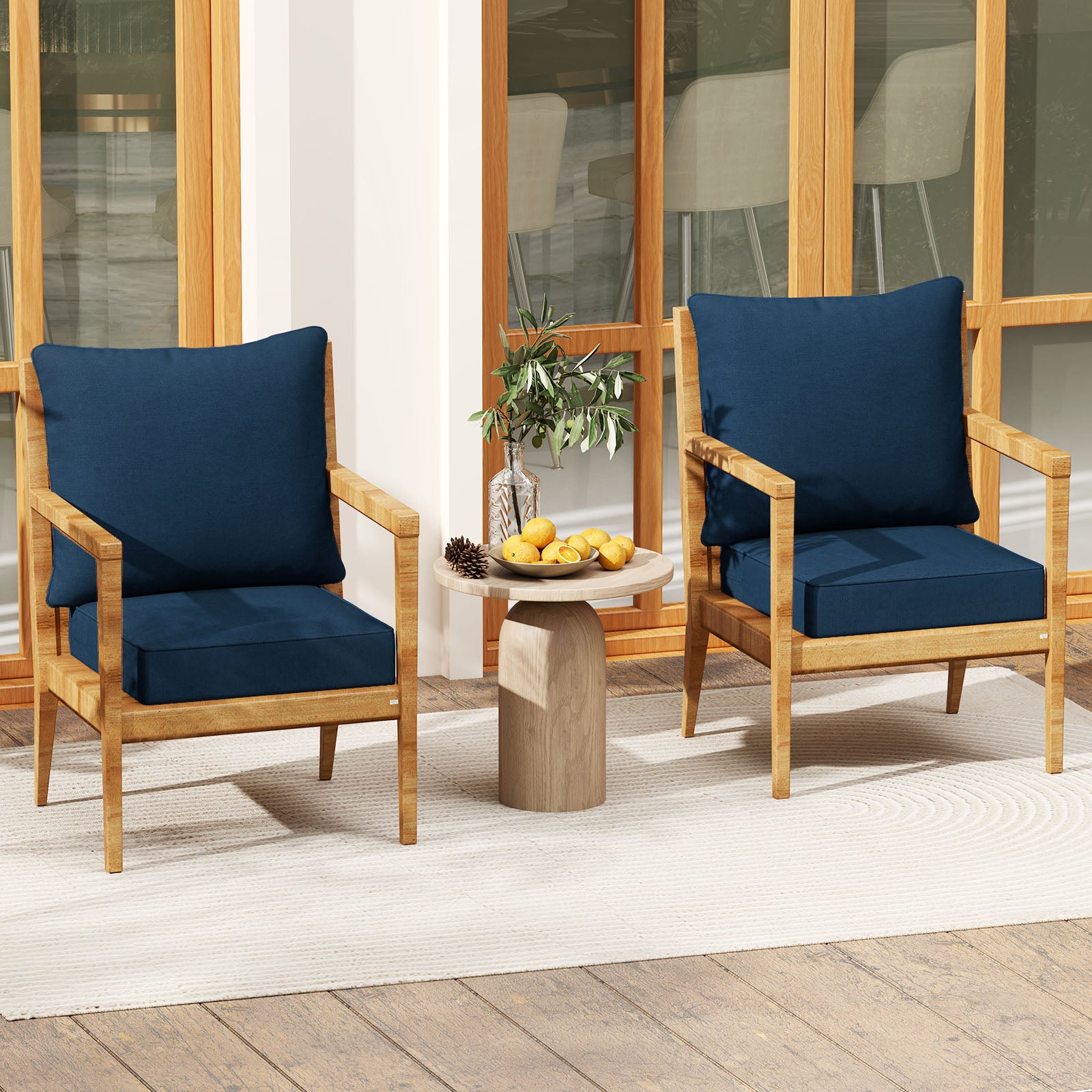 Deep Seat Chair Cushion Pads Set, With Rope Belts, Blue Outdoor Furniture Accessories at Gallery Canada