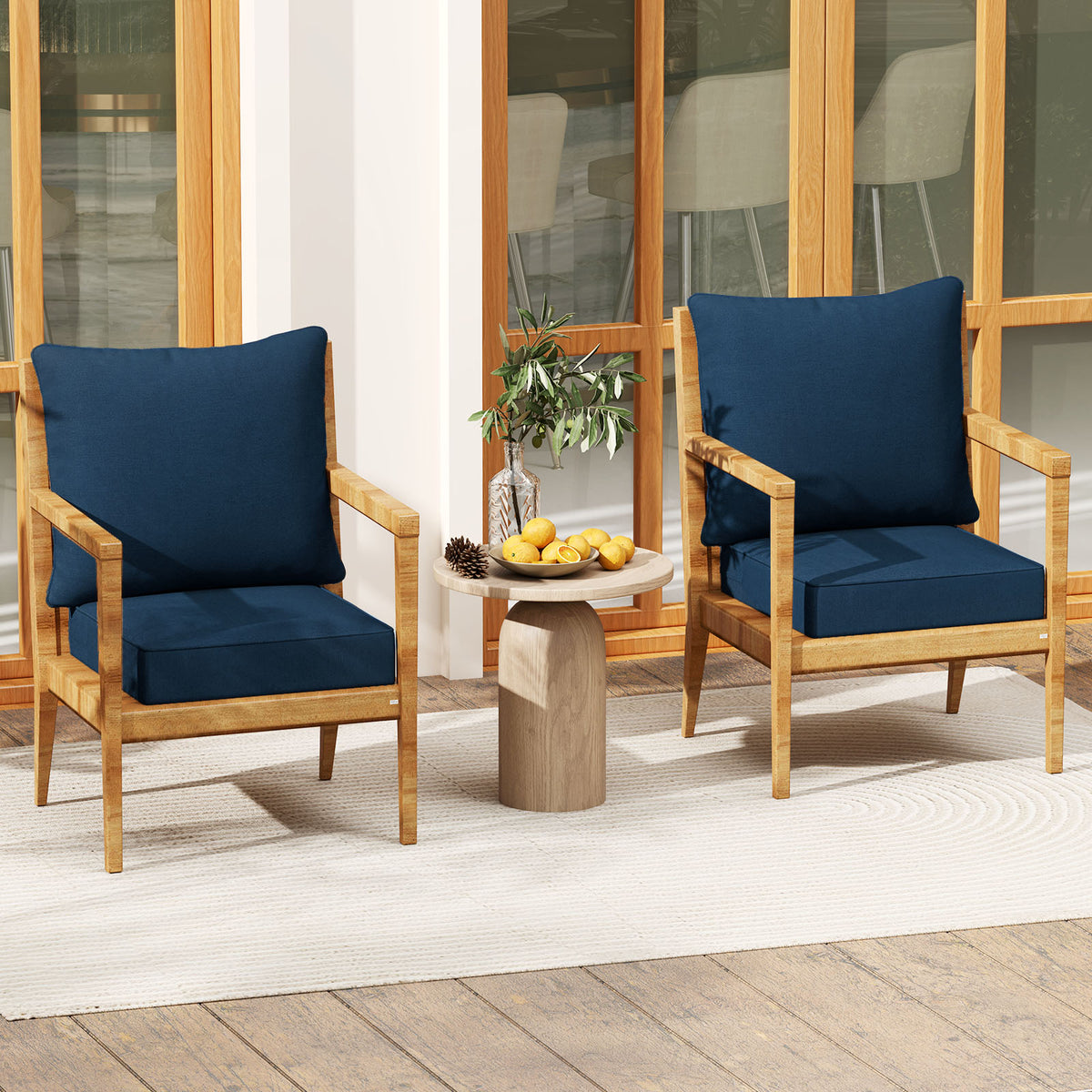 Deep Seat Chair Cushion Pads Set, With Rope Belts, Blue Outdoor Furniture Accessories at Gallery Canada