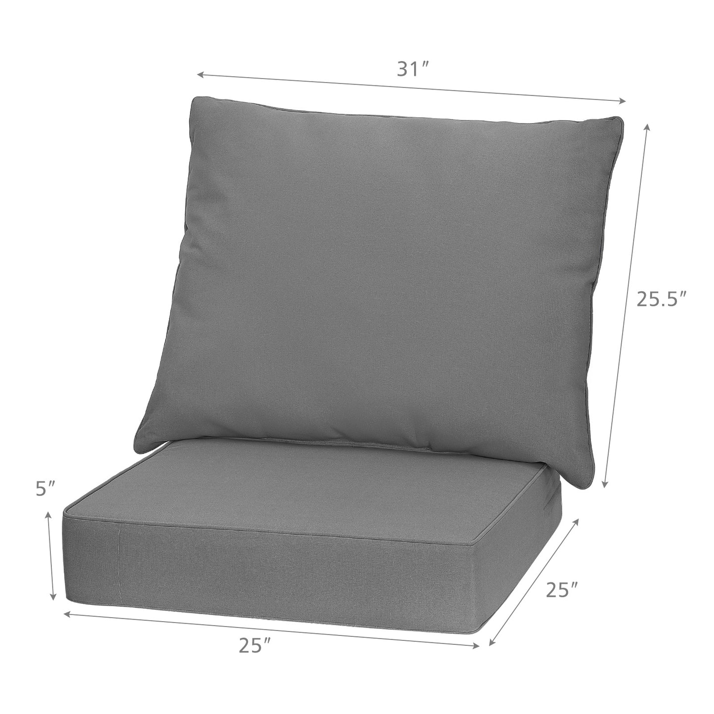 Deep Seat Chair Cushion Pads Set, Indoor Outdoor, Gray Outdoor Furniture Accessories at Gallery Canada