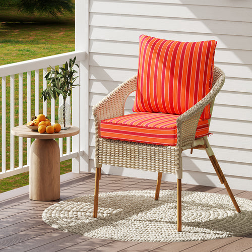 Deep Seat Chair Cushion Pads Set, With Rope Belts, Orange