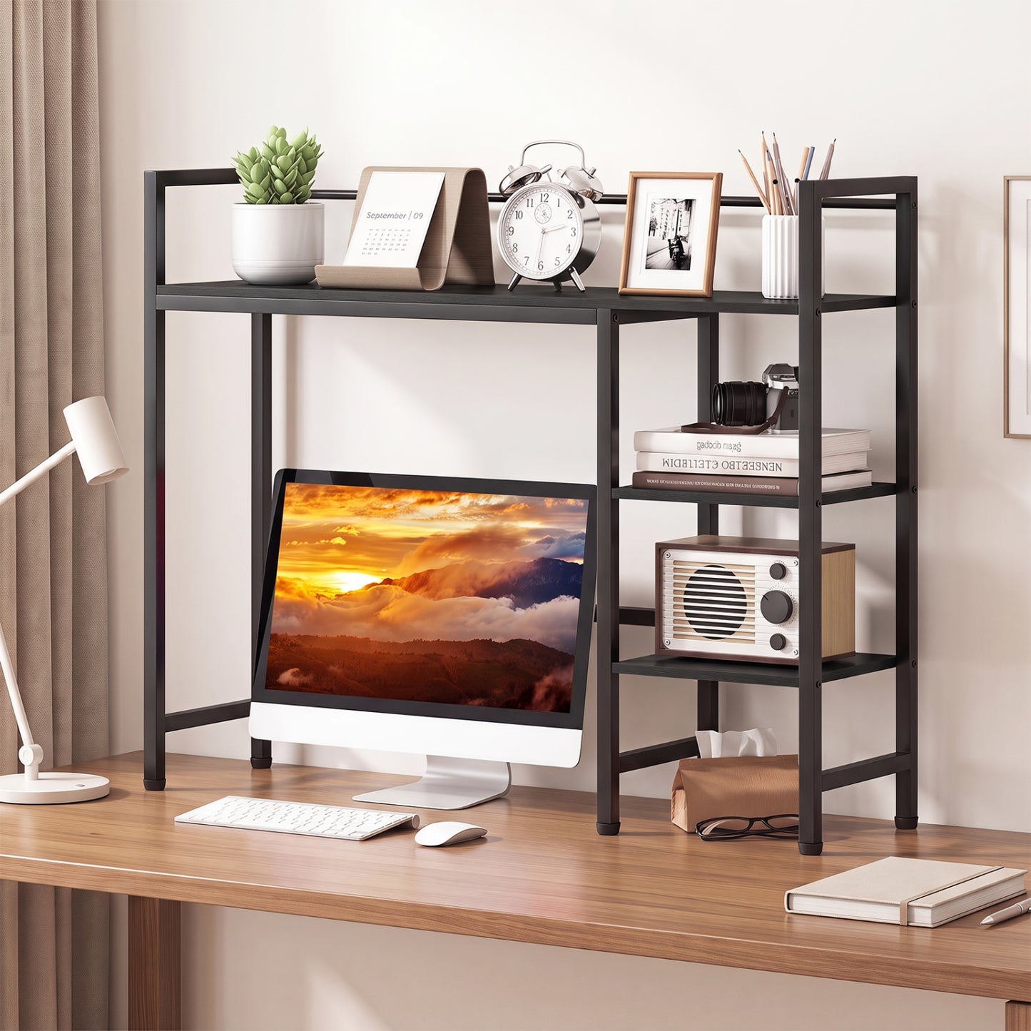 Desktop Bookshelf 38.5" W, Storage Rack, Black