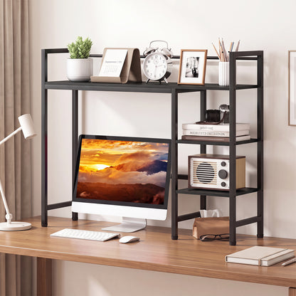 Desktop Bookshelf 38.5" W, Storage Rack, Black