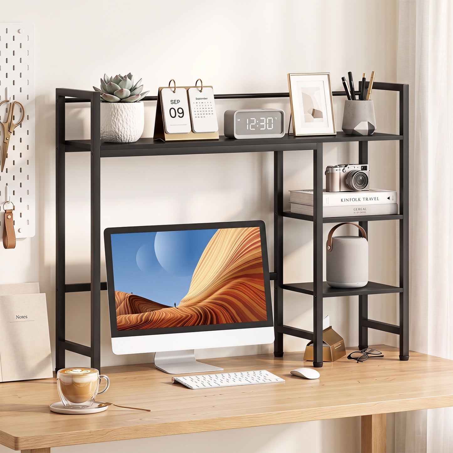 Desktop Bookshelf 38.5" W, Storage Rack, Black