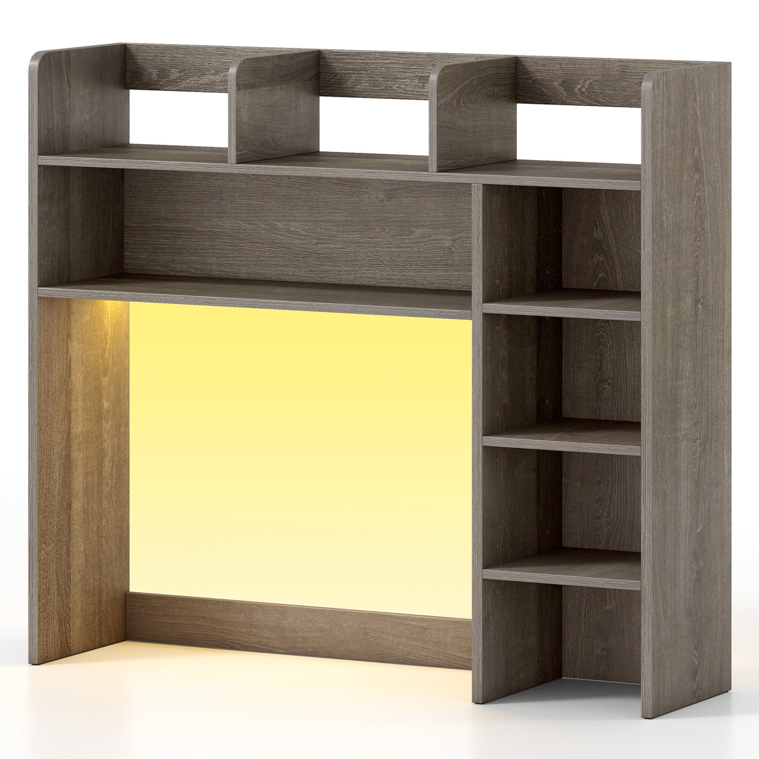 Desktop Bookshelf With LED Lights, 35.5 Inch, Oak Bookcases Oak at Gallery Canada