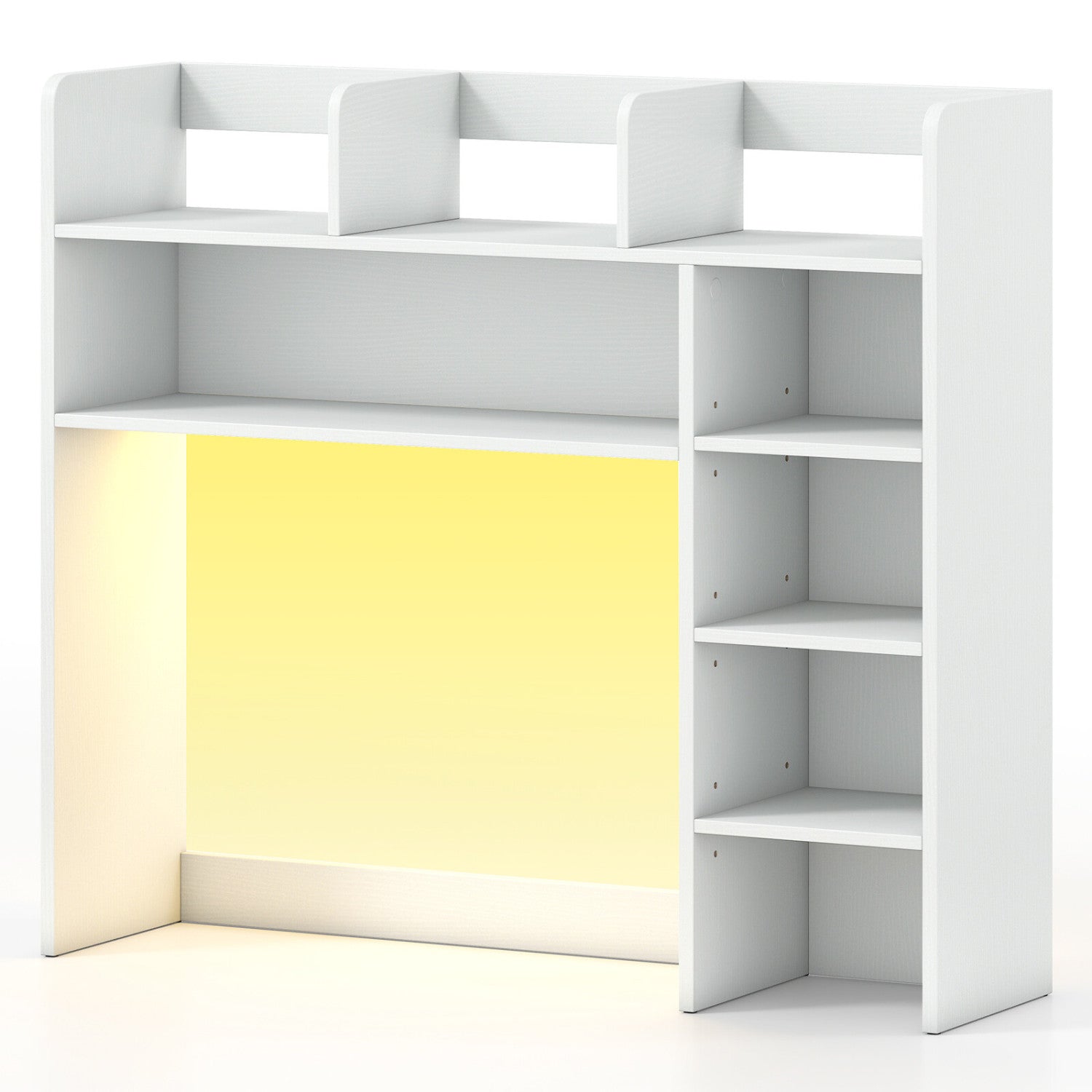 Desktop Bookshelf with LED Lights 35.5 inch Desk Hutch Storage Organizer, White Bookcases White at Gallery Canada