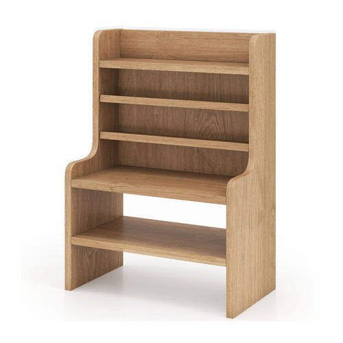 Desktop Organizer, 6-Tier Storage Rack, Removable Shelves, Natural