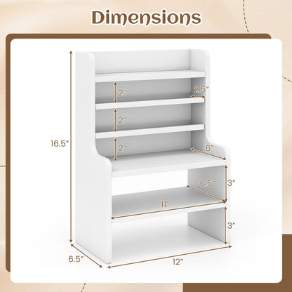 Desktop Organizer 6-Tier Mini Storage Rack with 2 Removable Shelves, White Bookcases at Gallery Canada